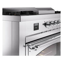 ILVE 60-Inch Nostalgie II Noblesse Natural Gas Dual Fuel Range with 7 Sealed Burners, Griddle, French Top, and Triple Glass Door Oven in RAL with Brass Trim (UN60FSNMPRAG)