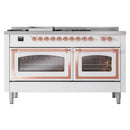 ILVE 60-Inch Nostalgie II Noblesse Propane Gas Dual Fuel Range with 7 Sealed Burners, Griddle, French Top, and Triple Glass Door Oven in Custom RAL with Copper Trim (UN60FSNMPRAPLP)