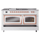 ILVE 60-Inch Nostalgie II Noblesse Propane Gas Dual Fuel Range with 7 Sealed Burners, Griddle, French Top, and Triple Glass Door Oven in Custom RAL with Copper Trim (UN60FSNMPRAPLP)