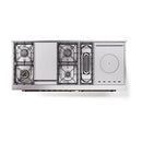 ILVE 60-Inch Nostalgie II Noblesse Propane Gas Dual Fuel Range with 7 Sealed Burners, Gridlde, French Top, and Solid Door Oven in Antique Whitewith Bronze Trim (UN60FSQNMPAWBLP)