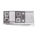 ILVE 60-Inch Nostalgie II Noblesse Natural Gas Dual Fuel Range with 7 Sealed Burners, Gridlde, French Top, and Solid Door Oven in Antique White with Chrome Trim (UN60FSQNMPAWC)