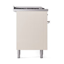 ILVE 60-Inch Nostalgie II Noblesse Propane Gas Dual Fuel Range with 7 Sealed Burners, Gridlde, French Top, and Solid Door Oven in Antique White with Chrome Trim (UN60FSQNMPAWCLP)