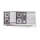 ILVE 60-Inch Nostalgie II Noblesse Natural Gas Dual Fuel Range with 7 Sealed Burners, Gridlde, French Top, and Solid Door Oven in Antique White with Brass Trim (UN60FSQNMPAWG)