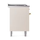 ILVE 60-Inch Nostalgie II Noblesse Propane Gas Dual Fuel Range with 7 Sealed Burners, Gridlde, French Top, and Solid Door Oven in Antique White with Brass Trim (UN60FSQNMPAWGLP)