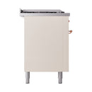 ILVE 60-Inch Nostalgie II Noblesse Natural Gas Dual Fuel Range with 7 Sealed Burners, Gridlde, French Top, and Solid Door Oven in Antique White with Copper Trim (UN60FSQNMPAWP)