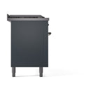 ILVE 60-Inch Nostalgie II Noblesse Propane Gas Dual Fuel Range with 7 Sealed Burners, Gridlde, French Top, and Solid Door Oven in Blue Grey with Bronze Trim (UN60FSQNMPBGBLP)