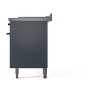 ILVE 60-Inch Nostalgie II Noblesse Natural Gas Dual Fuel Range with 7 Sealed Burners, Gridlde, French Top, and Solid Door Oven in Blue Grey with Bronze Trim (UN60FSQNMPBGB)