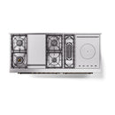 ILVE 60-Inch Nostalgie II Noblesse Propane Gas Dual Fuel Range with 7 Sealed Burners, Gridlde, French Top, and Solid Door Oven in Burgundy with Bronze Trim (UN60FSQNMPBUBLP)