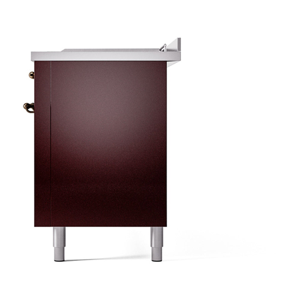 Burgundy solid door oven section with top vent and bronze hinge detail