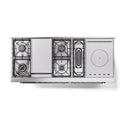 ILVE 60-Inch Nostalgie II Noblesse Dual Fuel Range with 7 Sealed Burners, Gridlde, French Top, and Solid Door Oven in Burgundy with Chrome Trim (UN60FSQNMPBUC)