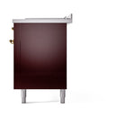 ILVE 60-Inch Nostalgie II Noblesse Propane Gas Dual Fuel Range with 7 Sealed Burners, Gridlde, French Top, and Solid Door Oven in Burgundy with Brass Trim (UN60FSQNMPBUGLP)