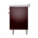 ILVE 60-Inch Nostalgie II Noblesse Propane Gas Dual Fuel Range with 7 Sealed Burners, Gridlde, French Top, and Solid Door Oven in Burgundy with Copper Trim (UN60FSQNMPBUPLP)