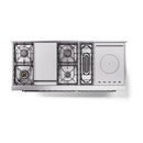 ILVE 60-Inch Nostalgie II Noblesse Natural Gas Dual Fuel Range with 7 Sealed Burners, Gridlde, French Top, and Solid Door Oven in Midnight Blue with Chrome Trim (UN60FSQNMPMBC)