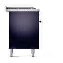 ILVE 60-Inch Nostalgie II Noblesse Natural Gas Dual Fuel Range with 7 Sealed Burners, Gridlde, French Top, and Solid Door Oven in Midnight Blue with Chrome Trim (UN60FSQNMPMBC)