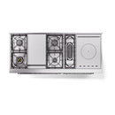 ILVE 60-Inch Nostalgie II Noblesse Propane Gas Dual Fuel Range with 7 Sealed Burners, Gridlde, French Top, and Solid Door Oven in RAL with Chrome Trim (UN60FSQNMPRACLP)