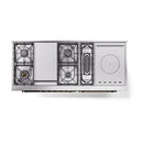 ILVE 60-Inch Nostalgie II Noblesse Natural Gas Dual Fuel Range with 7 Sealed Burners, Griddle, French Top, and Solid Door Oven in Stainless Steel with Bronze Trim (UN60FSQNMPSSB)