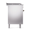 ILVE 60-Inch Nostalgie II Noblesse Propane Gas Dual Fuel Range with 7 Sealed Burners, Griddle, French Top, and Solid Door Oven in Stainless Steel with Bronze Trim (UN60FSQNMPSSBLP)