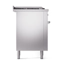 ILVE 60-Inch Nostalgie II Noblesse Propane Gas Dual Fuel Range with 7 Sealed Burners, Gridlde, French Top, and Solid Door Oven in Stainless Steel with Chrome Trim (UN60FSQNMPSSCLP)