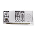 ILVE 60-Inch Nostalgie II Noblesse Propane Gas Dual Fuel Range with 7 Sealed Burners, Gridlde, French Top, and Solid Door Oven in Stainless Steel with Brass Trim (UN60FSQNMPSSGLP)