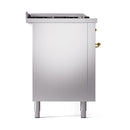 ILVE 60-Inch Nostalgie II Noblesse Propane Gas Dual Fuel Range with 7 Sealed Burners, Gridlde, French Top, and Solid Door Oven in Stainless Steel with Brass Trim (UN60FSQNMPSSGLP)