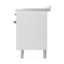 ILVE 60-Inch Nostalgie II Noblesse Propane Gas Dual Fuel Range with 7 Sealed Burners, Gridlde, French Top, and Solid Door Oven in White with Bronze Trim (UN60FSQNMPWHBLP)