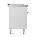 ILVE 60-Inch Nostalgie II Noblesse Propane Gas Dual Fuel Range with 7 Sealed Burners, Gridlde, French Top, and Solid Door Oven in White with Chrome Trim (UN60FSQNMPWHCLP)