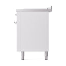ILVE 60-Inch Nostalgie II Noblesse Propane Gas Dual Fuel Range with 7 Sealed Burners, Gridlde, French Top, and Solid Door Oven in White with Chrome Trim (UN60FSQNMPWHCLP)