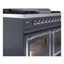 ILVE 40-Inch Nostalgie II Noblesse Natural Gas Dual Fuel Range with Triple Glass Door Oven in Blue Grey with Chrome Trim (UND40FNMPBGC)