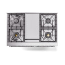 ILVE 40-Inch Nostalgie II Noblesse Natural Gas Dual Fuel Range with Triple Glass Door Oven in Blue Grey with Chrome Trim (UND40FNMPBGC)
