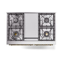 ILVE 40-Inch Nostalgie II Noblesse Natural Gas Dual Fuel Range with Triple Glass Door Oven in Blue Grey with Brass Trim (UND40FNMPBGG)