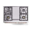 ILVE 40-Inch Nostalgie II Noblesse Propane Gas Dual Fuel Range with Triple Glass Door Oven in Blue Grey with Copper Trim (UND40FNMPBGPLP)