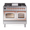 ILVE 40-Inch Nostalgie II Noblesse Dual Fuel Range with Triple Glass Door Oven in Stainless Steel with Copper Trim (UND40FNMPSSP)