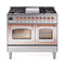 ILVE 40-Inch Nostalgie II Noblesse Natural Gas Dual Fuel Range with Triple Glass Door Oven in Stainless Steel with Copper Trim (UND40FNMPSSP)