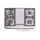 ILVE 40-Inch Nostalgie II Noblesse Natural Gas Dual Fuel Range with Solid Door Oven in Antique White with Brass Trim (UND40FQNMPAWG)