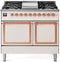 ILVE 40-Inch Nostalgie II Noblesse Dual Fuel Range with Solid Door Oven in Antique White with Copper Trim (UND40FQNMPAWP)