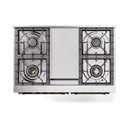 ILVE 40-Inch Nostalgie II Noblesse Natural Gas Dual Fuel Range with Solid Door Oven in Blue Grey with Bronze Trim (UND40FQNMPBGB)