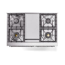 ILVE 40-Inch Nostalgie II Noblesse Propane Gas Dual Fuel Range with Solid Door Oven in Blue Grey with Chrome Trim (UND40FQNMPBGCLP)