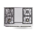 ILVE 40-Inch Nostalgie II Noblesse Natural Gas Dual Fuel Range with Solid Door Oven in Glossy Black with Bronze Trim (UND40FQNMPBKB)