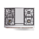 ILVE 40-Inch Nostalgie II Noblesse Natural Gas Dual Fuel Range with Solid Door Oven in Burgundy with Copper Trim (UND40FQNMPBUP)