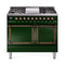 ILVE 40-Inch Nostalgie II Noblesse Natural Gas Dual Fuel Range with Solid Door Oven in Emerald Green with Bronze Trim (UND40FQNMPEGB)