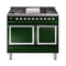 ILVE 40-Inch Nostalgie II Noblesse Natural Gas Dual Fuel Range with Solid Door Oven in Emerald Green with Chrome Trim (UND40FQNMPEGC)
