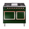ILVE 40-Inch Nostalgie II Noblesse Natural Gas Dual Fuel Range with Solid Door Oven in Emerald Green with Copper Trim (UND40FQNMPEGP)