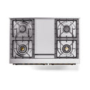 ILVE 40-Inch Nostalgie II Noblesse Natural Gas Dual Fuel Range with Solid Door Oven in Midnight Blue with Bronze Trim (UND40FQNMPMBB)