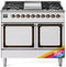 ILVE 40-Inch Nostalgie II Noblesse Dual Fuel Range with Solid Door Oven in Custom RAL with Bronze Trim (UND40FQNMPRAB)