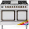 ILVE 40-Inch Nostalgie II Noblesse Natural Gas Dual Fuel Range with Solid Door Oven in Custom RAL with Bronze Trim (UND40FQNMPRAB)