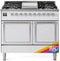 ILVE 40-Inch Nostalgie II Noblesse Natural Gas Dual Fuel Range with Solid Door Oven in Custom RAL with Chrome Trim (UND40FQNMPRAC)