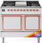 ILVE 40-Inch Nostalgie II Noblesse Natural Gas Dual Fuel Range with Solid Door Oven in Custom RAL with Copper Trim (UND40FQNMPRAP)