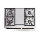 ILVE 40-Inch Nostalgie II Noblesse Natural Gas Dual Fuel Range with Solid Door Oven in Stainless Steel with Bronze Trim (UND40FQNMPSSB)