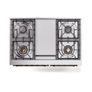 ILVE 40-Inch Nostalgie II Noblesse Propane Gas Dual Fuel Range with Solid Door Oven in Stainless Steel with Bronze Trim (UND40FQNMPSSBLP)