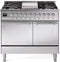 ILVE 40-Inch Nostalgie II Noblesse Natural Gas Dual Fuel Range with Solid Door Oven in Stainless Steel with Chrome Trim (UND40FQNMPSSC)